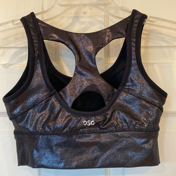 XS, DSG Back Sparkly Sports Bra Active Top Dance Festival Wear Silver Sparkle - Picture 2 of 16